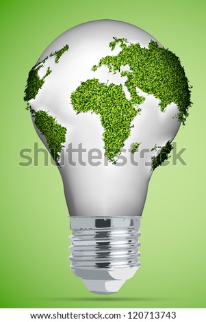 The concept of clean energy. Vector  energy saving bulb
