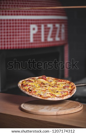 pizza near a wood stove