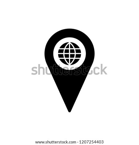 Pin Location. Locator Icon Vector on Glyph Style & White Background. EPS 10.