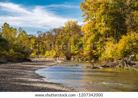 Mountain river. Beautiful autumn landscape