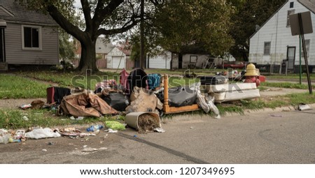home owners were evicted and their possesions are dumped on the  Royalty-Free Stock Photo #1207349695