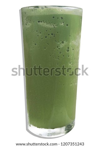 Matcha green tea frappe on white isolated.