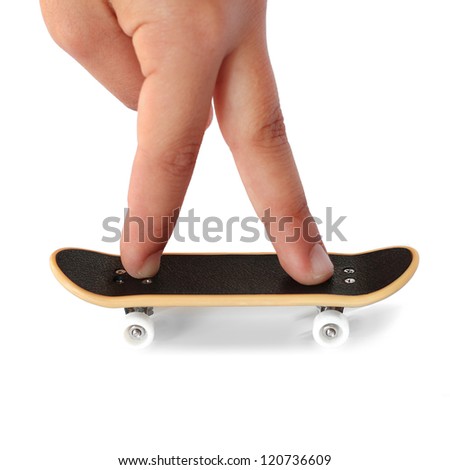 Fingers riding a skateboard, business start up concept