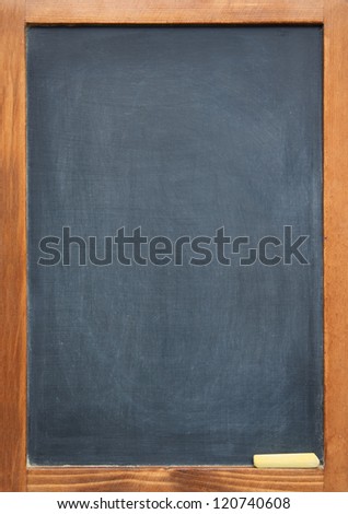 blank slightly dirty blackboard / chalkboard with a wooden frame Royalty-Free Stock Photo #120740608