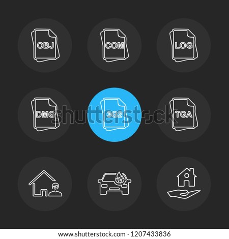 Set of 9 icons, for web, internet, mobile apps, interface design: business, finance, shopping, communication, fitness, computer, media, transportation, travel, easter, christmas, summer, device