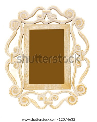 Vintage look of engraved wooden frame isolated