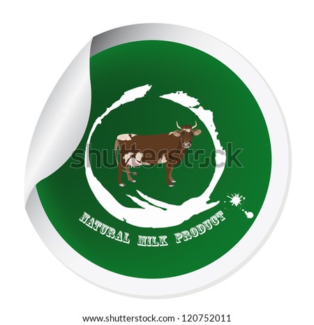 Sticker with a cow for packaging dairy products.Vector