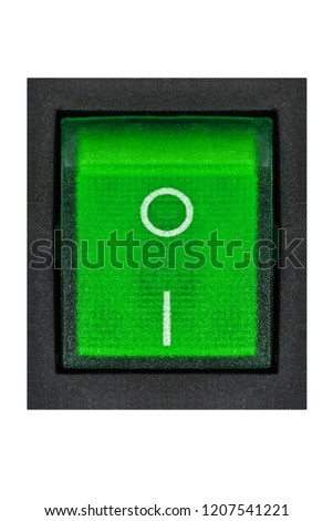 Green power switch, isolated on white background, with clipping path

