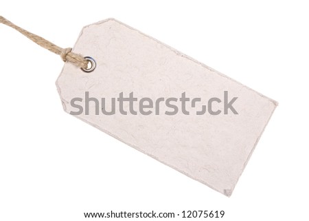White Cardboard Tag Isolated on White Background