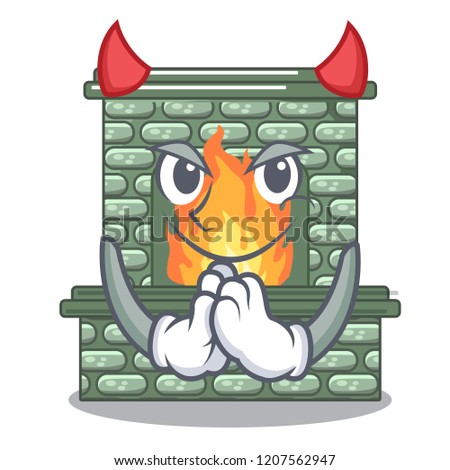 Devil cartoon stone fireplace with the flame