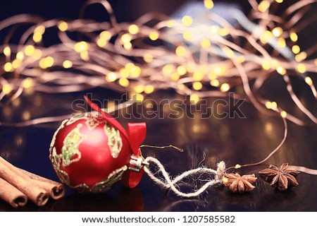 christmas balls background / beautiful festive background, greeting card congratulation with christmas and new year