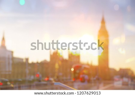 London, UK. Westminster bridge at sunset. Blurred image for background