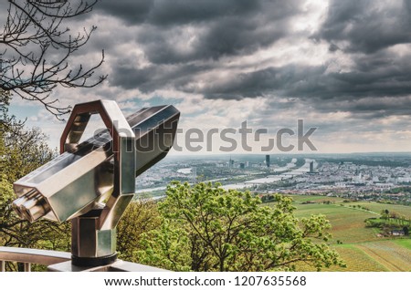 View point at Kahlenberg mountain, view on Vienna city, tourist destination