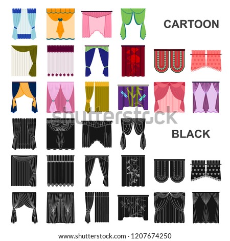 Different kinds of curtains cartoon icons in set collection for design. Curtains and lambrequins vector symbol stock web illustration.
