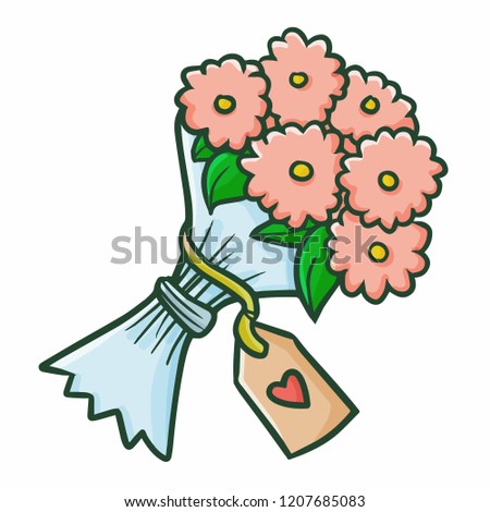 Funny and cute beautiful pink bouquet for lovers and valentine - vector