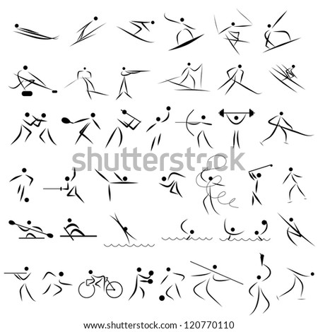 Set of abstract sport icon. Raster version.