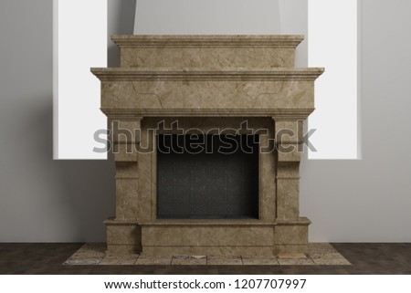 Stylish home fireplace of beautiful natural stone