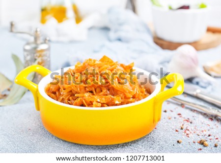 fried cabbage and mashed potato, stock photo