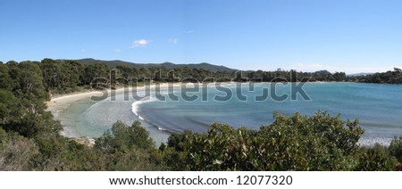 the beach of CABASSON, at feet of the fort of Bregancon,  pellegrin, in the Var, FRANCE Royalty-Free Stock Photo #12077320