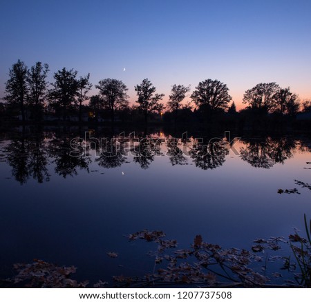 Reflection Of Trees On A Lake During Sunset