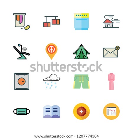 clean icon set. vector set about health clinic, open book, bathrobe and dentist icons set.