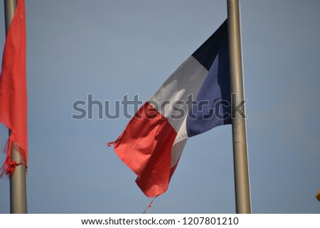 french flag on a hazy day