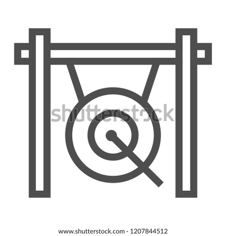 Gong line icon, musical and china, instrument sign, vector graphics, a linear pattern on a white background, eps 10.