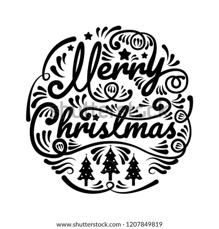 Merry Christmas text design. Vector logo, typography. Usable as banner, greeting card, gift package etc.