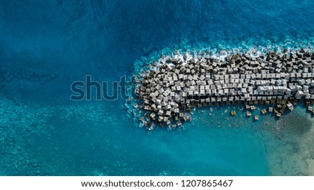 drone top view of tetrapods