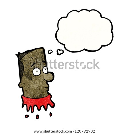 gross severed head with thought bubble