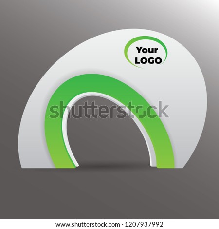 Gate entrance exhibition vector with green combine for mockup