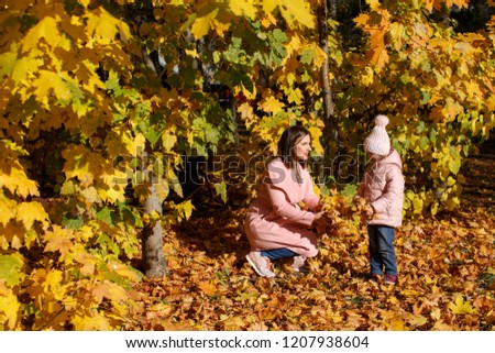 Family in sunny autumn park