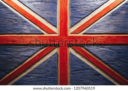 United Kingdom flag on wood background. Grunge United Kingdom flag.