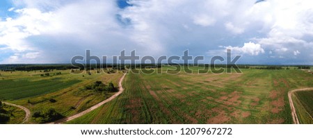 Large panorama of the countryside from the height of the drone