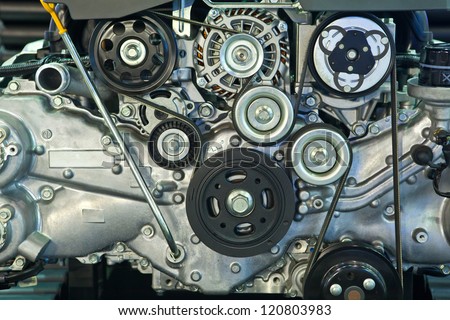 Closeup of the powerful engine modern car