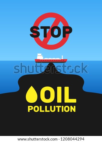 oil tanker black spot on ocean water pollution poster design