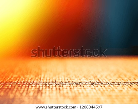 Empty table texture with light leak background