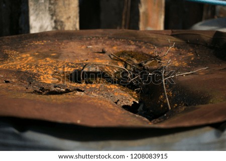 rust and metal tank.