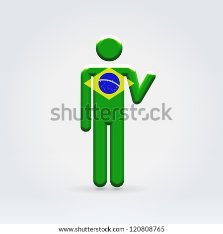 Brazilian symbolic citizen waving hello icon over light background