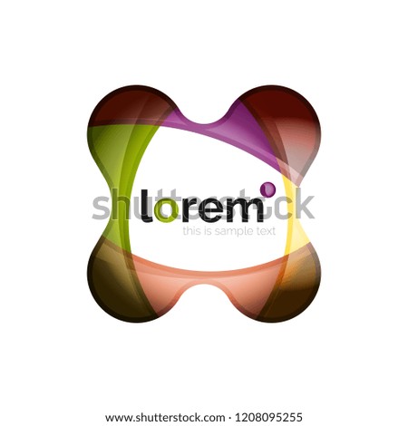 Geometric logo design convergence idea, modern composition of color abstract shapes, vector 3d style icon