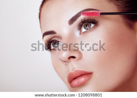 Beautiful Woman with Extreme Long False Eyelashes. Eyelash Extensions. Makeup, Cosmetics. Beauty, Skincare Royalty-Free Stock Photo #1208098801