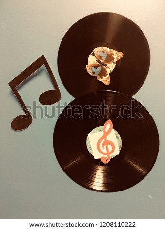 Picture of musical records with artistic design for musical records 