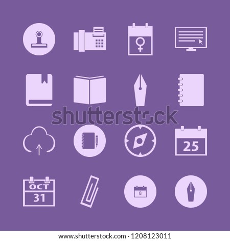 page icon. page vector icons set upload, paper clip, notebook pencil and halloween date on calendar