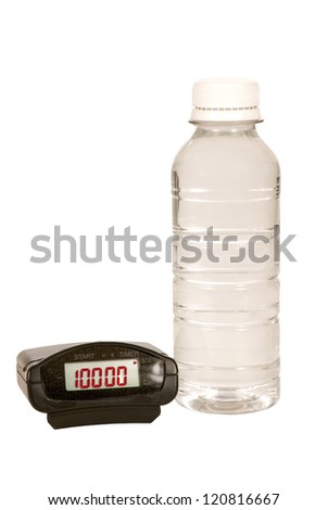 Water Bottle and Pedometer With Ten Thousand Steps