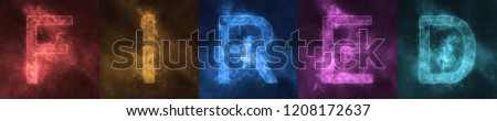 Word lettering FIRED Space stylized colorful Letters. FIRED banner