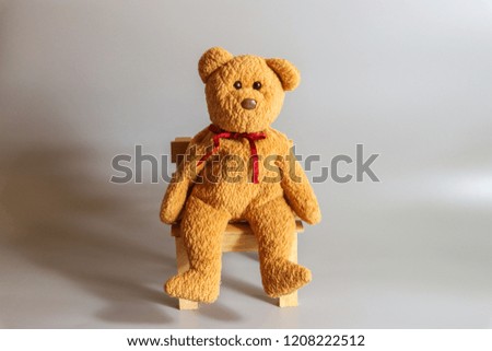 toy teddy bear on gray background.