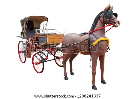 Horse carriage on a white background.