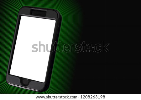 cell phones mobile with internet or wi fi radio waves with blank screen