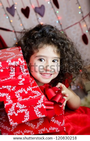 Child with christmas presents