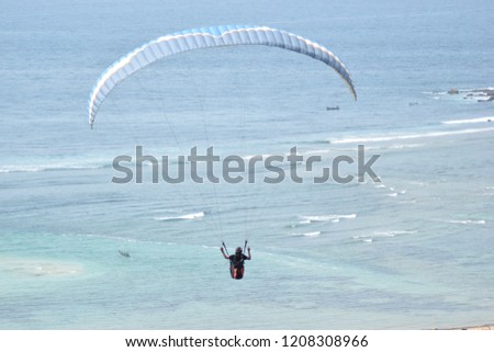Paragliding experience in Lombok, Nusa Tenggara Barat, Indonesia. This is the view from the beautiful Mandalika Beach in Lombok, Nusa Tenggara Barat.